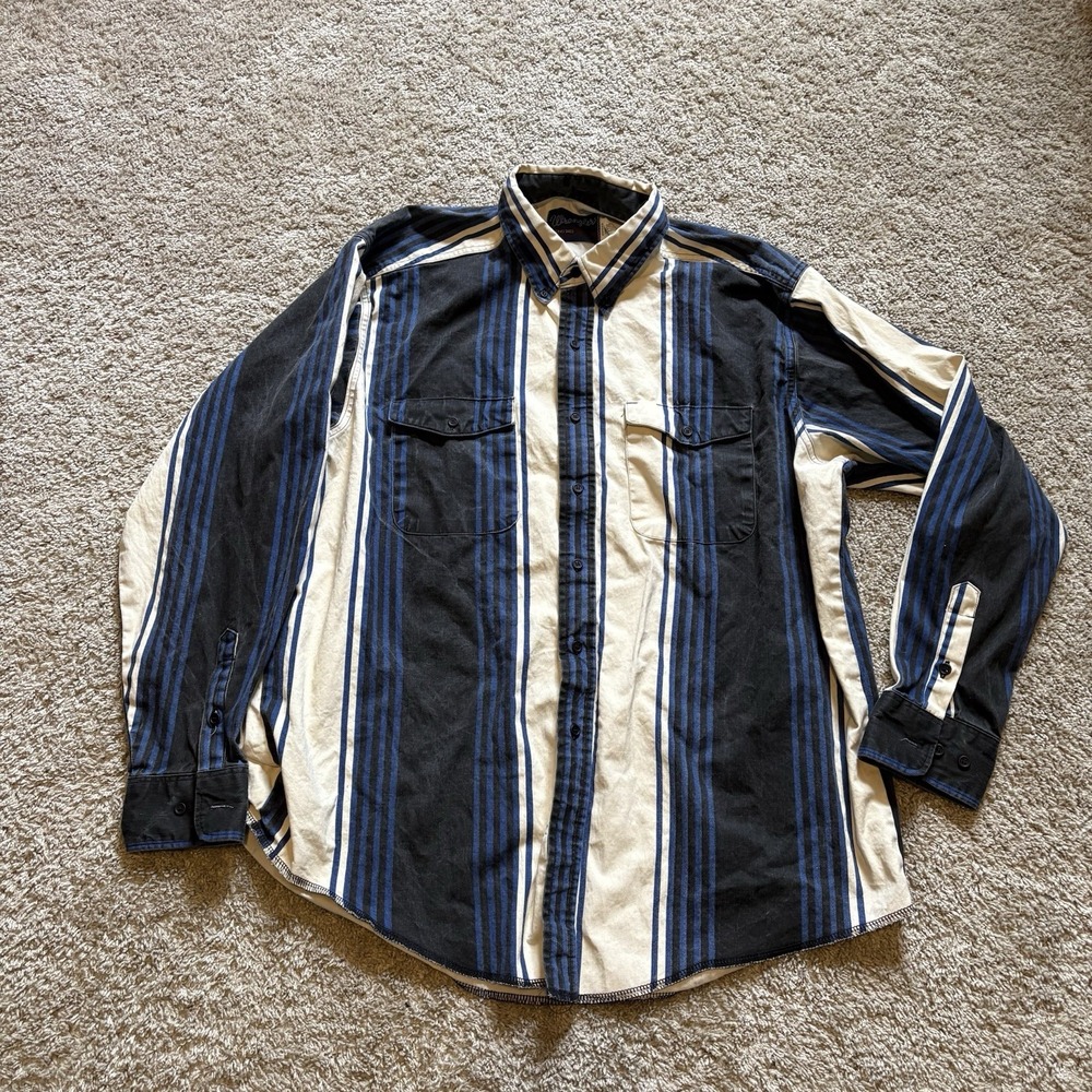 Vintage 90s Wrangler Brushpopper Button Front Long Sleeve Men 2XL 18x36